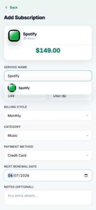 Trim add subscription current app screenshot
